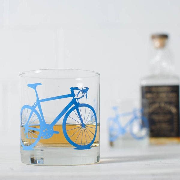 Vital Industries - Wholesale Cocktail/Liquor Glass - Bicycle Rocks Glasses, screen printed bike11