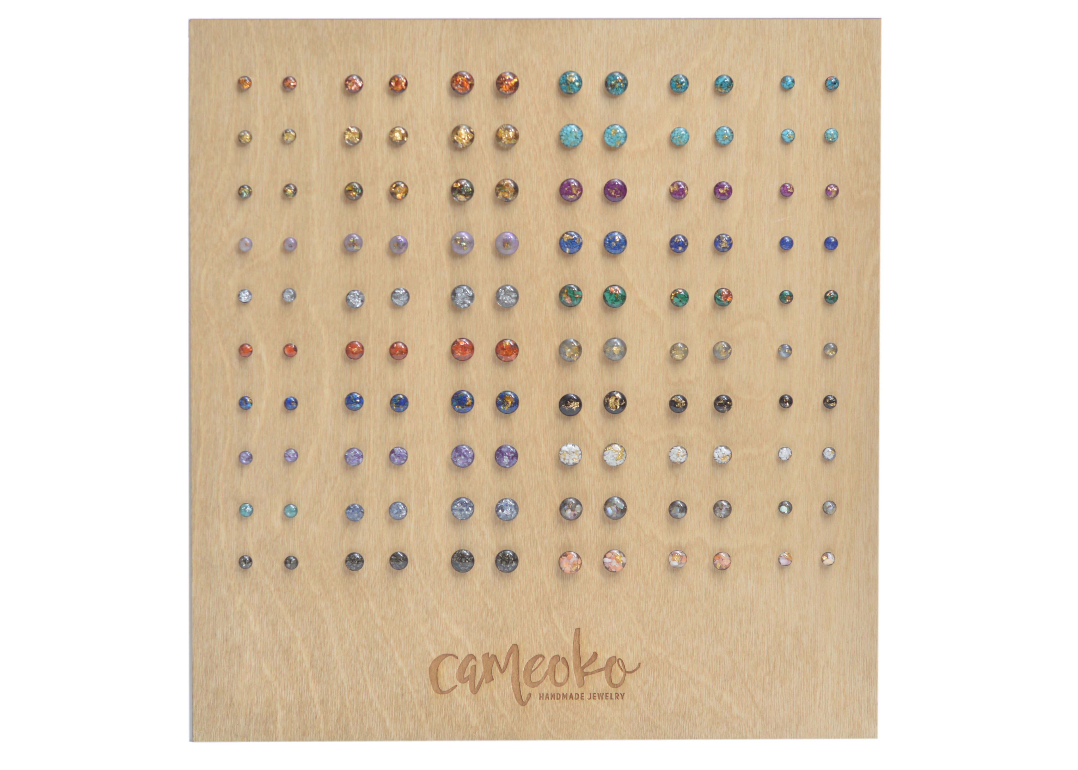 Cameoko - Vendita all'ingrosso Orecchini a bottone - Orecchino con gemma schiacciata, 8 mm1