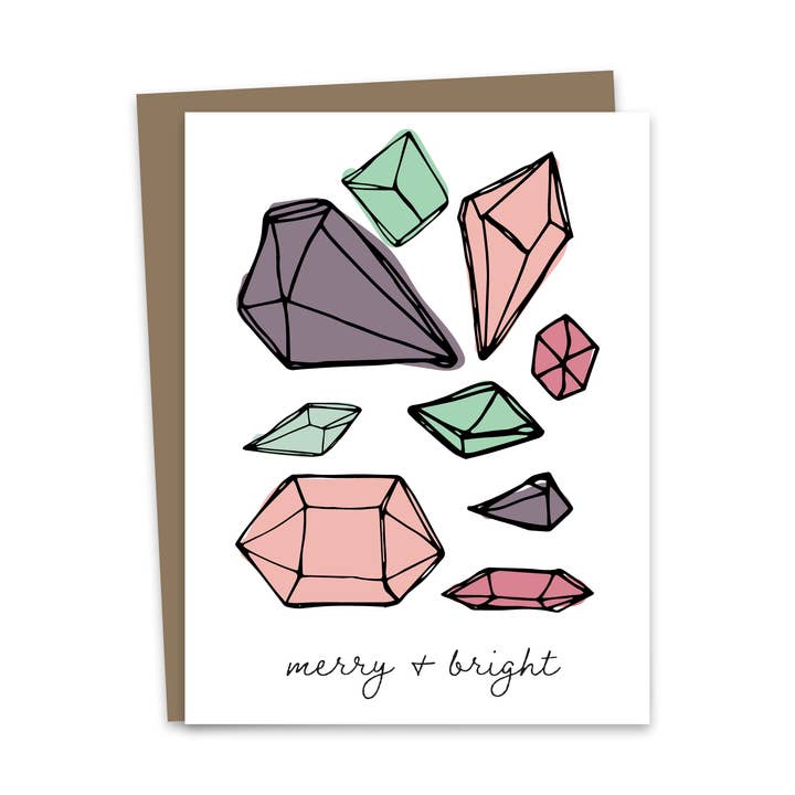 Merry & Bright Gems Card for wholesale by One Oliver