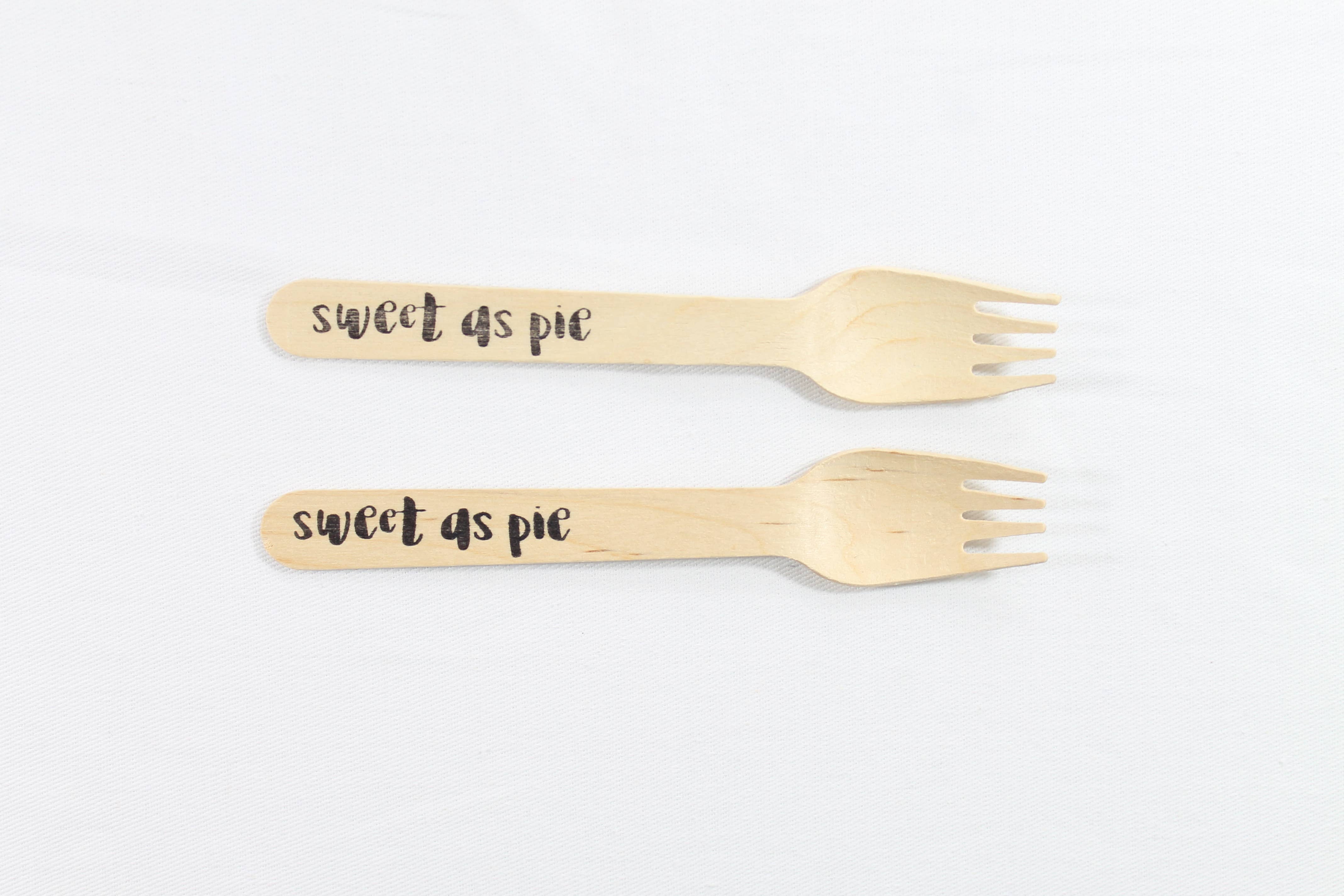 Tulle and Twig - Wholesale Disposable Tableware Pack - Sweet as Pie - Thanksgiving wooden forks for Pie1