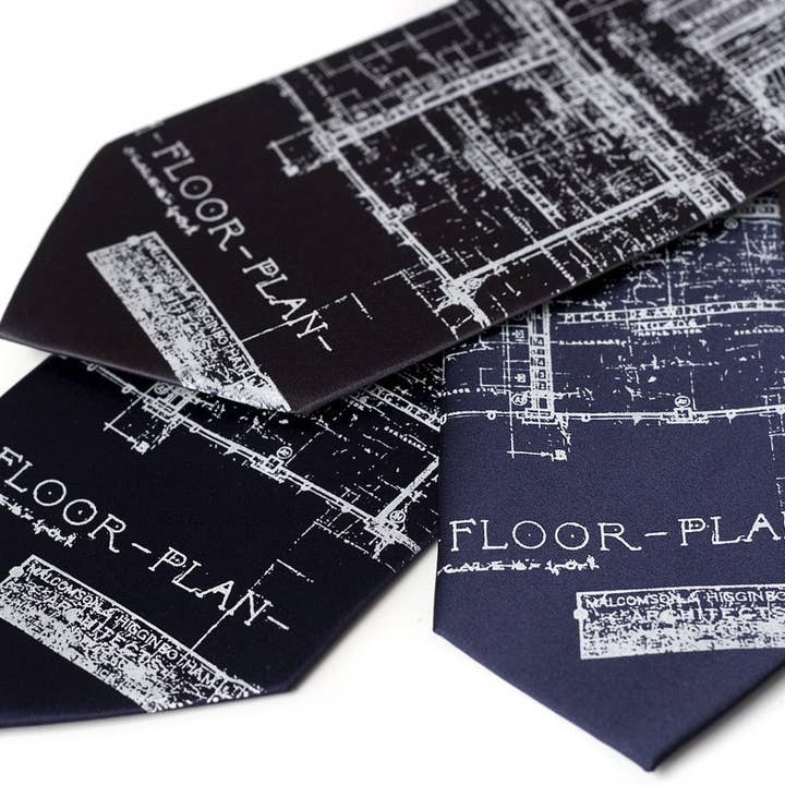 Cyberoptix Tie Lab - Wholesale Necktie - Men's - Blueprint Necktie. Detroit's Cass Tech Silk Tie