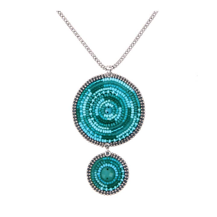 Fröpärla Halsband 2 Cirkel i Kandara Blå för wholesale av Erik & Mike