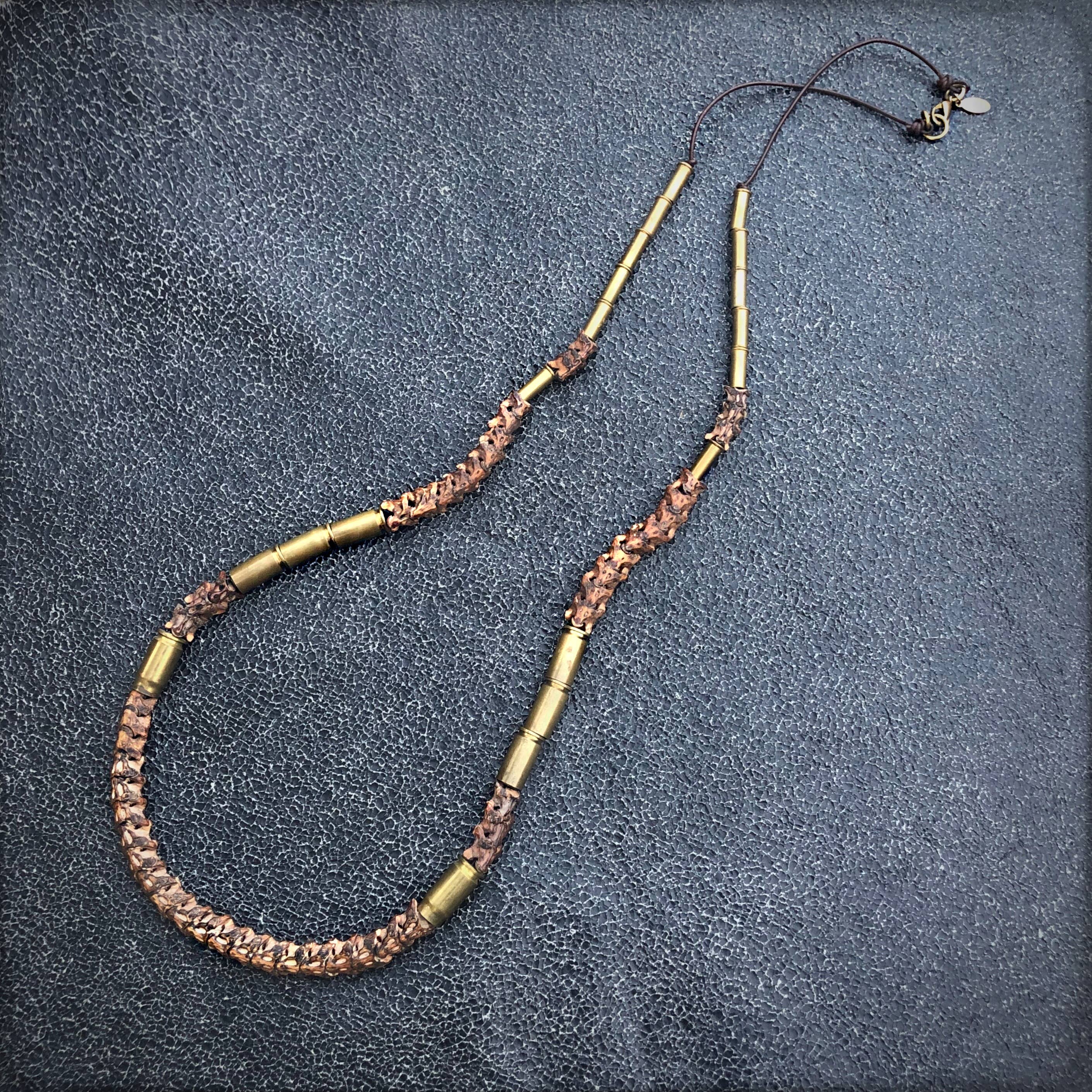 ASTALI - Wholesale Beaded/Pearl Necklace - Snake Vertebrae & Bullet Long Necklace, African Snake Bones0