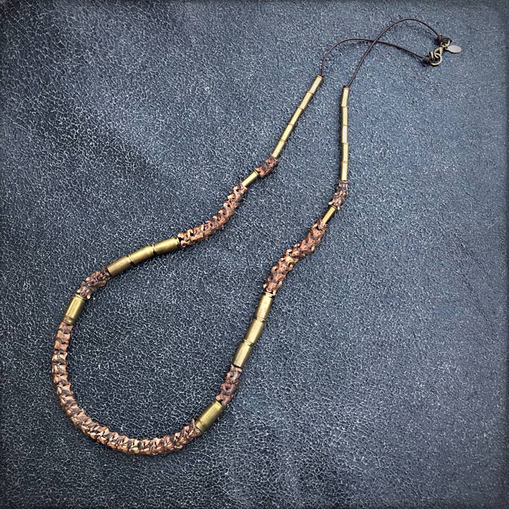 ASTALI - Wholesale Beaded/Pearl Necklace - Snake Vertebrae & Bullet Long Necklace, African Snake Bones