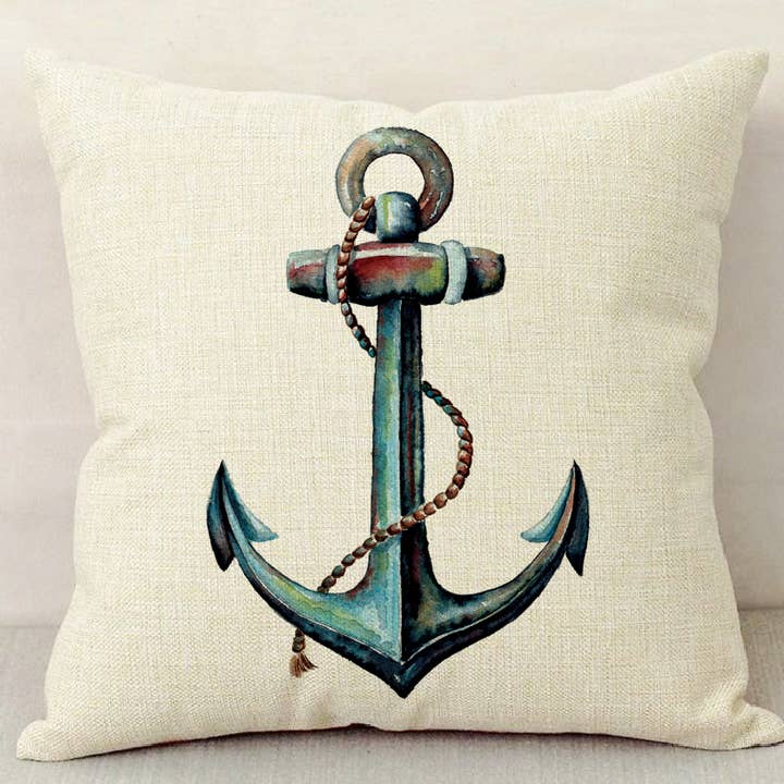 Watercolor Anchor Pillow Case for wholesale by Meadowbrook Lane