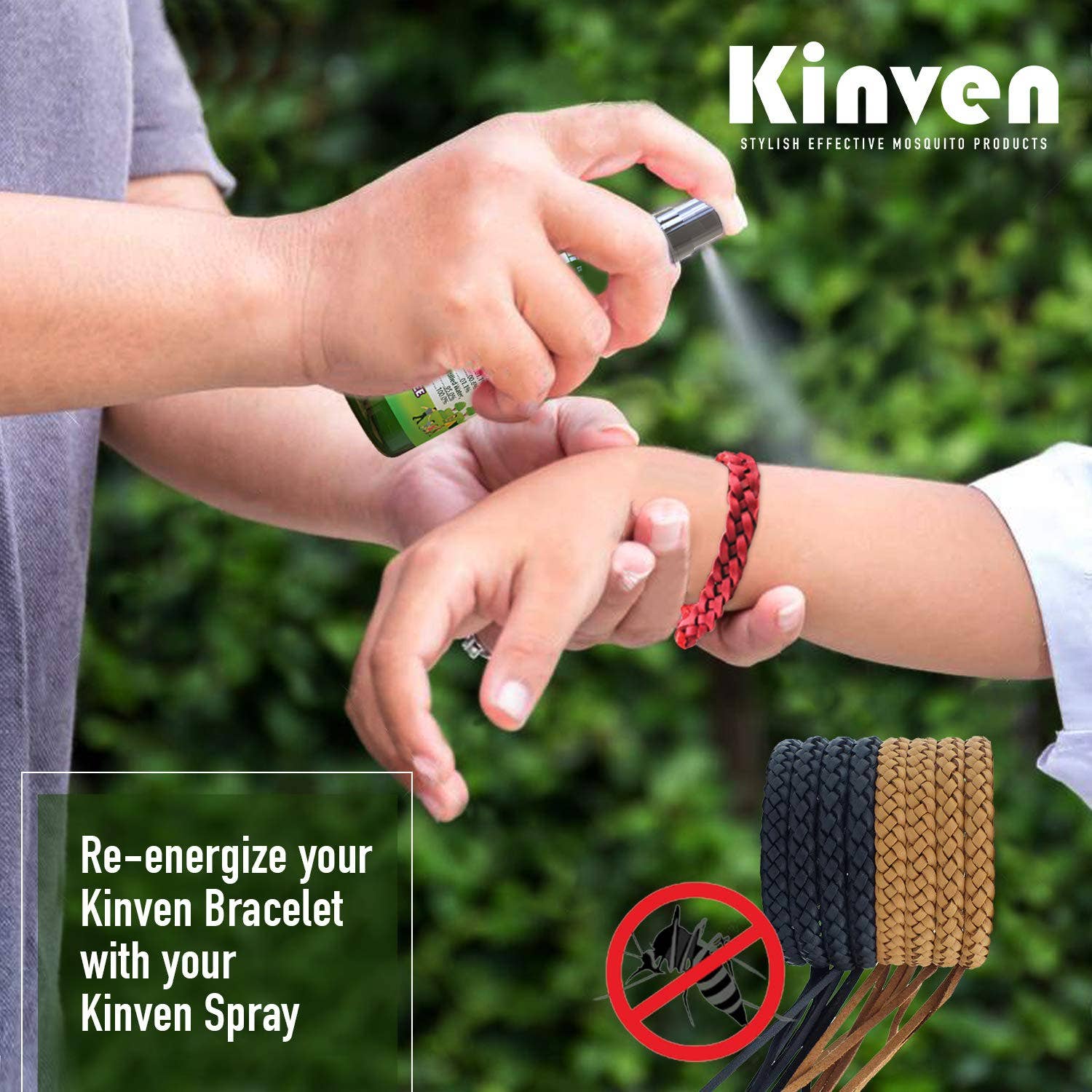 Kinven Bearant - Wholesale Insect Repellent - 30 packs/Display Box - Mosquito Repellent Leather Bracelet1