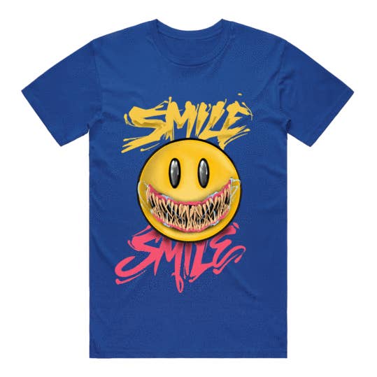 Blue Smile Tee for wholesale by Merchathon