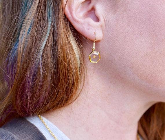 The Pretty Pickle - Wholesale Dangle Earrings - Hexagon Mustard Seed Earrings2