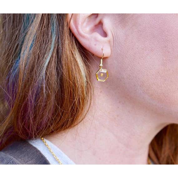 The Pretty Pickle - Wholesale Dangle Earrings - Hexagon Mustard Seed Earrings2