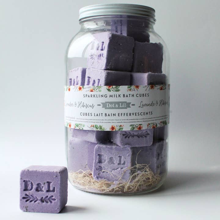 Bulk Display Jar Sparkling Milk Bath Cubes for wholesale by Dot & Lil