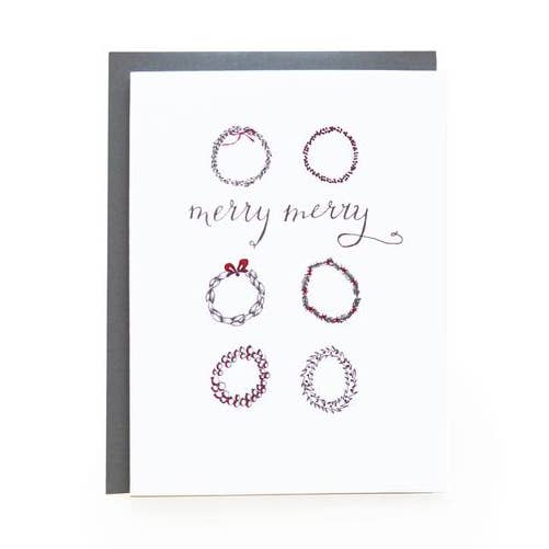 Merry Wreaths Christmas Greeting Cards | Set of 6 for wholesale by Wild Ink Press