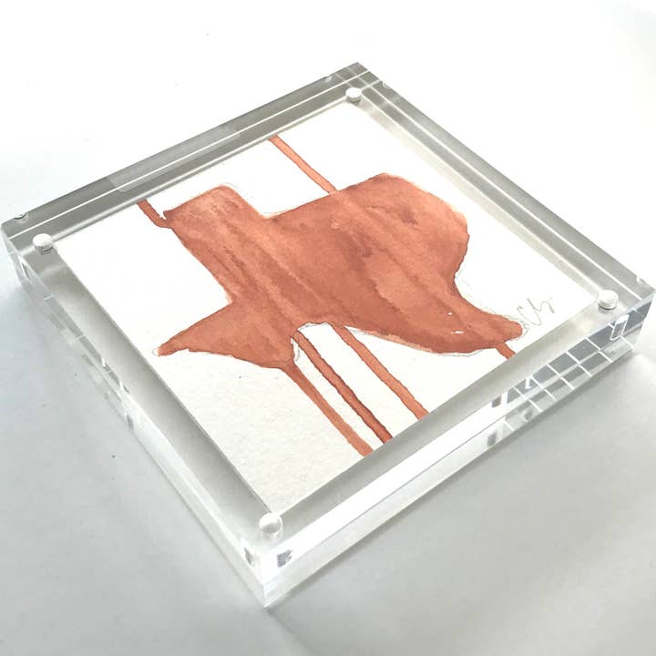 Bloque acrílico naranja quemado pintura Texas para venta al por mayor de Carrie Song Art