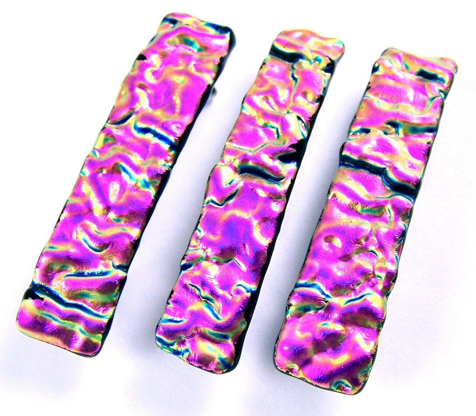 Glass Town USA – wholesale Barrette – Women’s – Barrettes Dichroic Glass Ripple Wavy Texture Large 0r Medium9