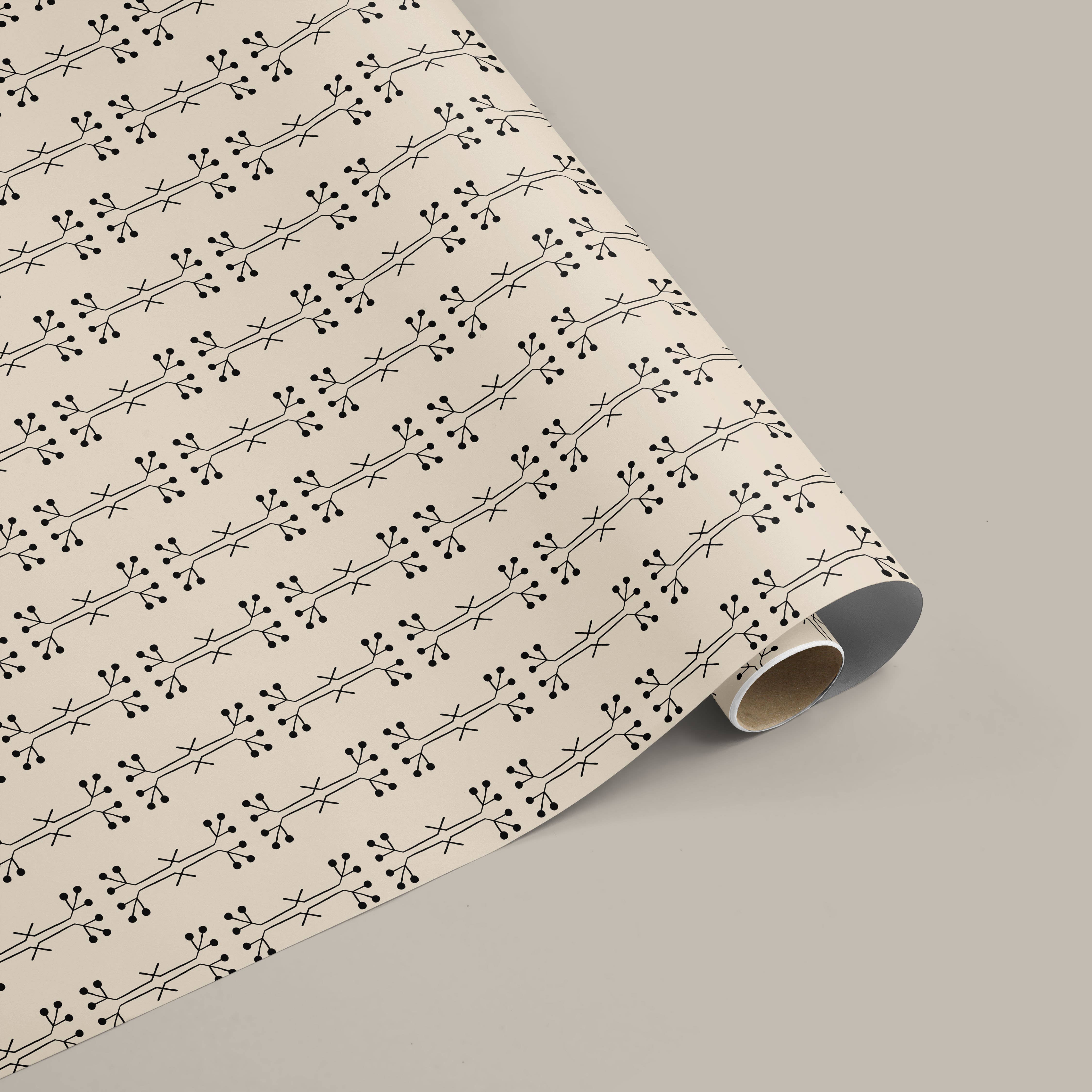 Cait Courneya - Wholesale Wrapping Paper Roll - Native Gift Wrap Sheet - Almond/Black0