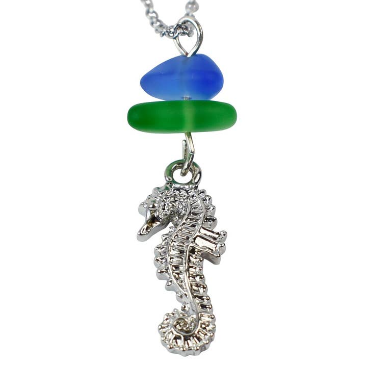 Hoodoo Sea Glass Charm Necklace - Seahorse for wholesale by Snazzy and Co