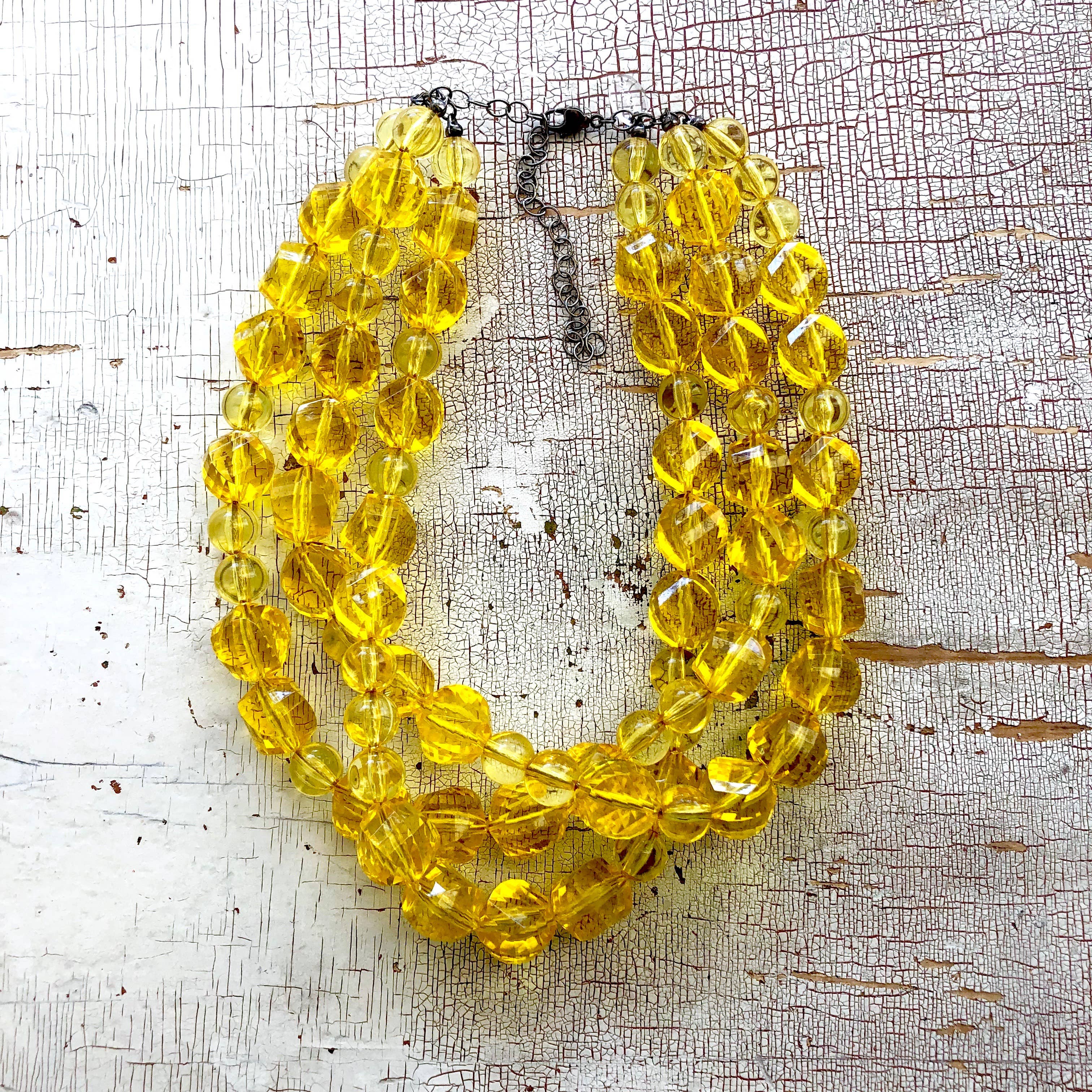 Leetie Lovendale - Wholesale Beaded/Pearl Necklace - Yellow Beaded Multi Strand Morgan Necklace5