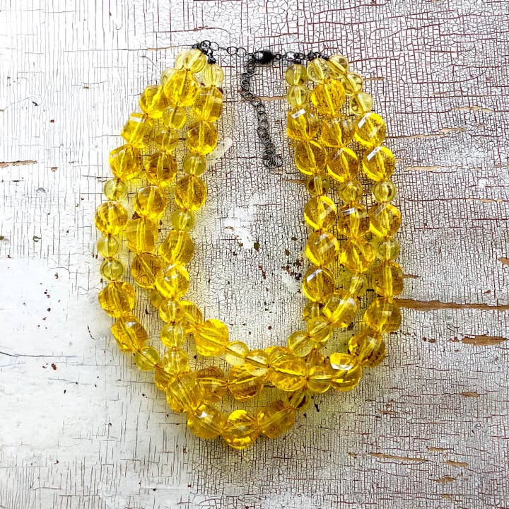 Leetie Lovendale - Wholesale Beaded/Pearl Necklace - Yellow Beaded Multi Strand Morgan Necklace5