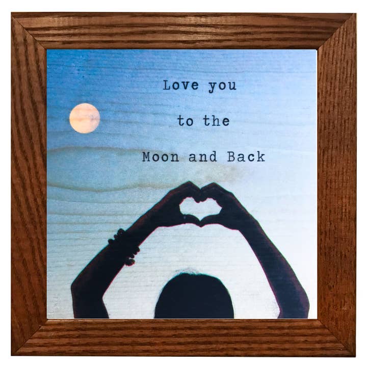 5x5 Love you to the Moon Wood Print for wholesale by Lancaster Wood Prints