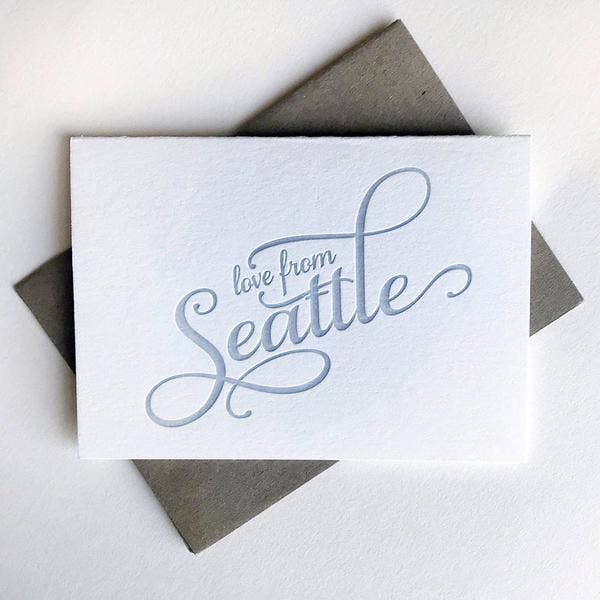 Love from Seattle - Letterpress Regional Greeting Card for wholesale by Steel Petal Press