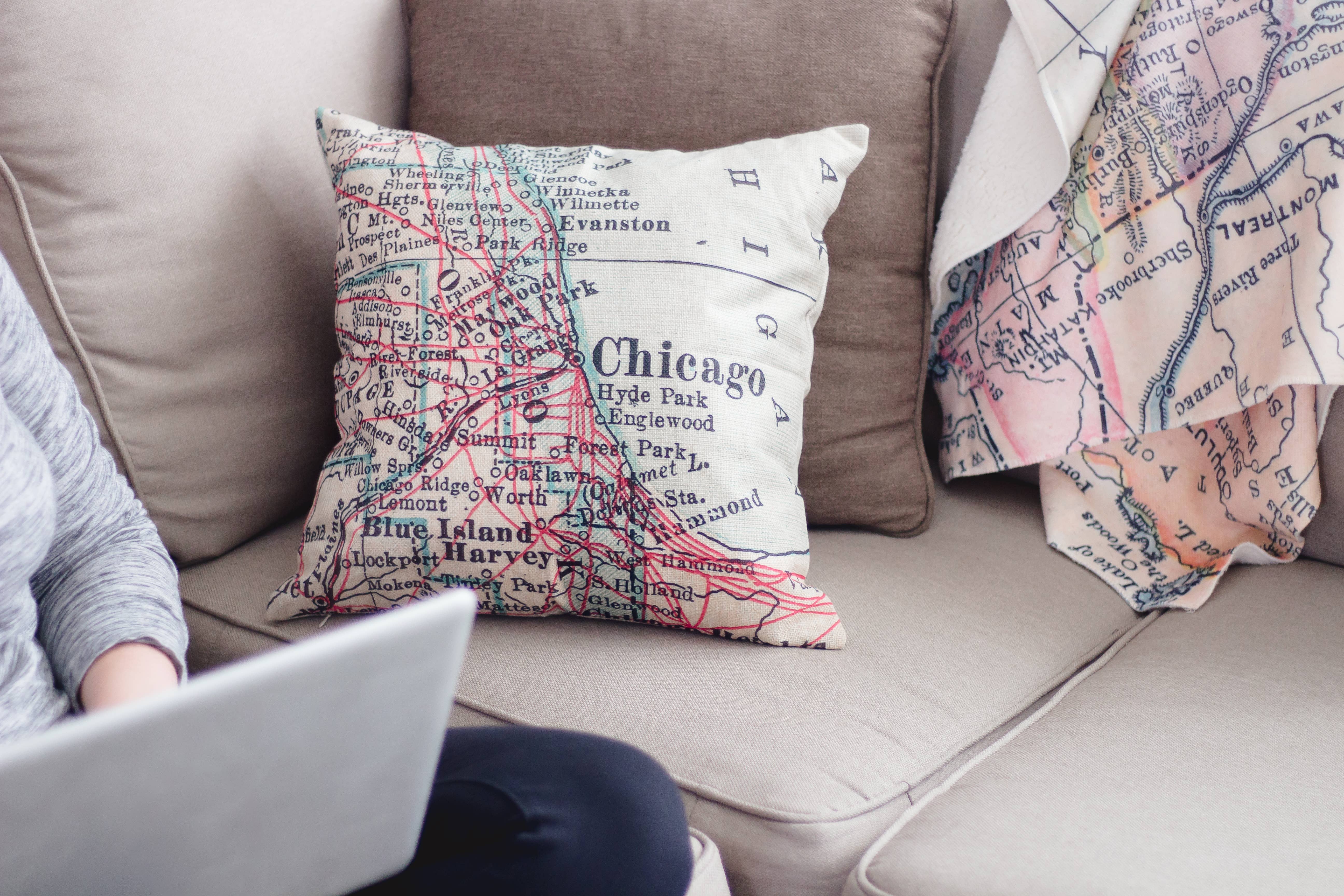 Daisy Mae Designs - Wholesale Throw/Decorative Pillow - Baltimore Maryland Map Decorative Pillow Throw Pillow1