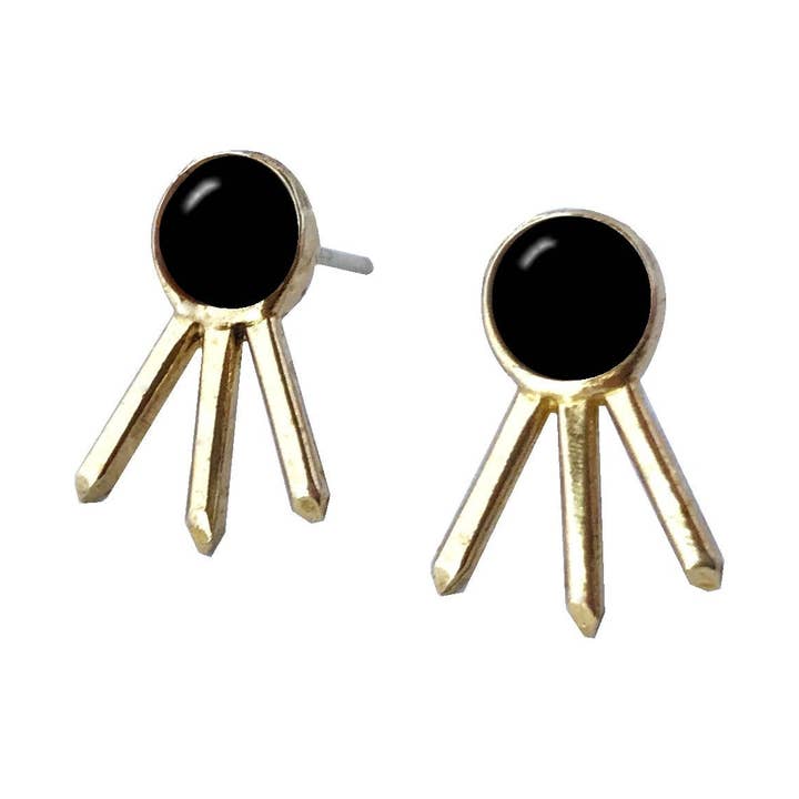 Kristallen Cluster Oorbellen Met Zwarte Onyx voor wholesale door Therese Kuempel Jewelry