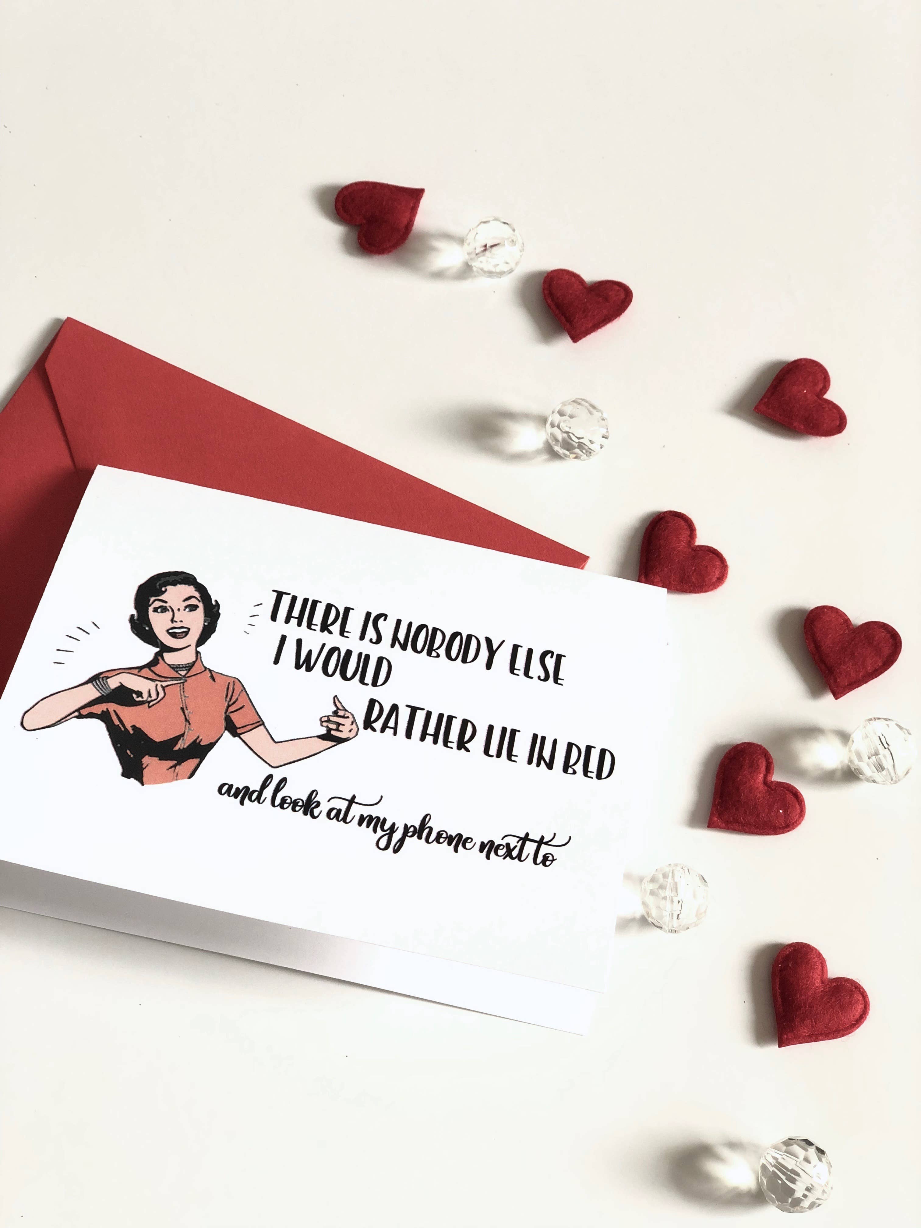 The Mad Padder - Wholesale Valentine's Day Card - Witty Women Valentine Card - Lie In Bed - On Phone - Love6
