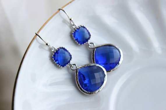 Laalee Jewelry - Vendita all'ingrosso Orecchini pendenti - Orecchini grandi in argento blu cobalto0