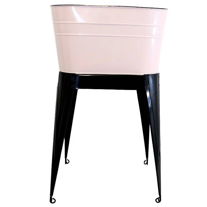 Home Kreation by KK dba Kraft Klub - Wholesale Bucket/Pail - AQUA ENAMEL WASH TUB W/BLACK STAND (NO ASSEMBLY)