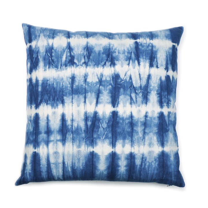 Shibori Indigo 26" Floor Pillow Cover—Stripes for wholesale by Gray Green Goods