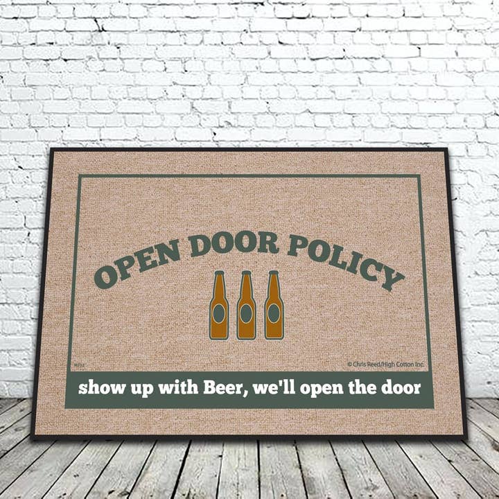 High Cotton Gifts - Wholesale Door Mat - Open Door Policy Beer Mat