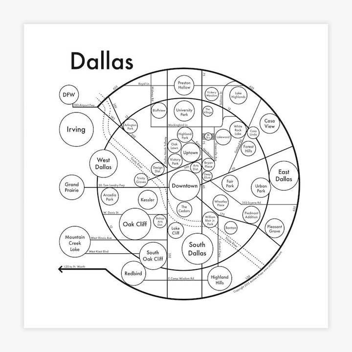 8 x 8 tum Dallas karttryck för wholesale av Archie's Press