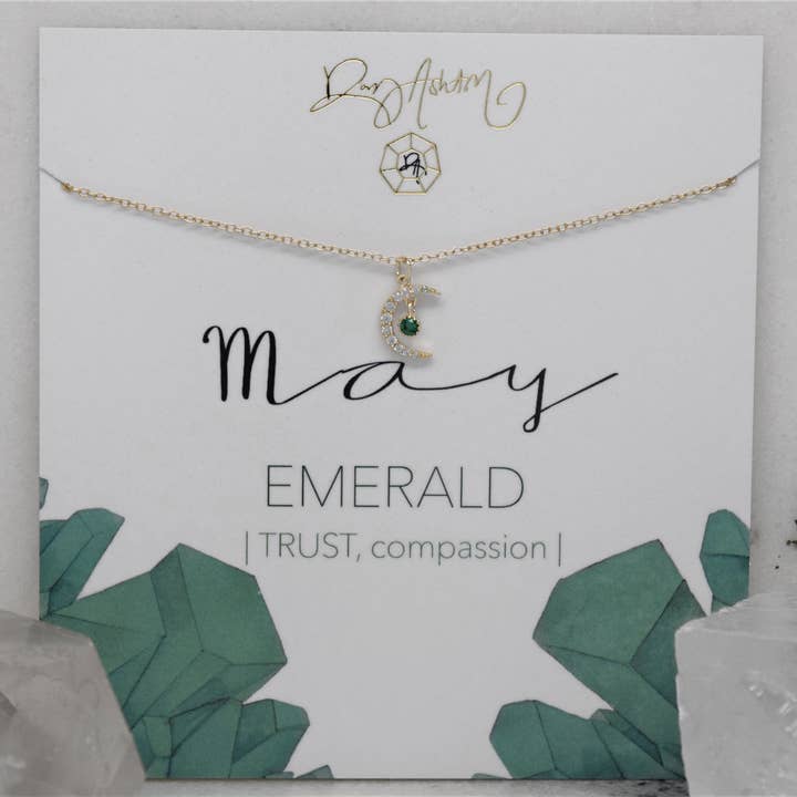 Emerald halvmåne halskæde - maj for engroshandel hos Rory Ashton Jewelry