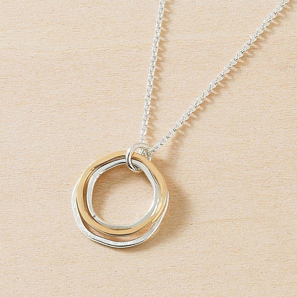 Freshie & Zero - Wholesale Pendant/Charm Necklace - River Rocks Necklace, Three Circles Silver Gold Dainty1