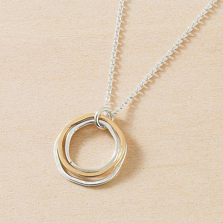 Freshie & Zero - Wholesale Pendant/Charm Necklace - River Rocks Necklace, Three Circles Silver Gold Dainty1
