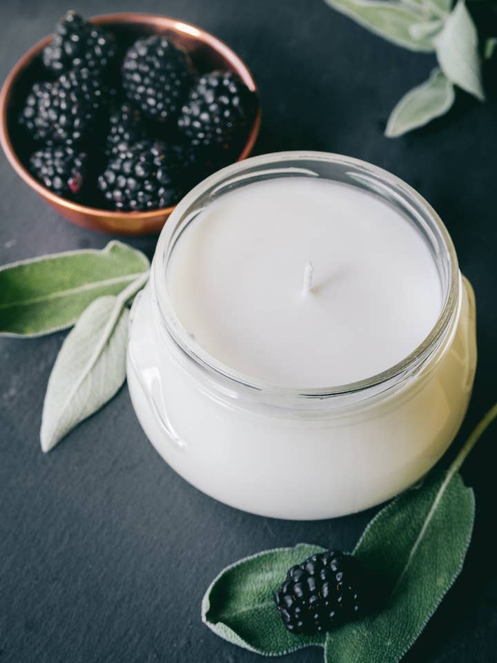 11 oz Blackberry Sage Candle for wholesale by Velvet Whiskey Candle Co