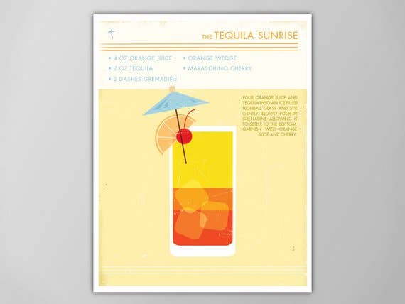 The National Anthem - Wholesale Art Print - 8” x 10” Tequila Sunrise Cocktail Art Print1
