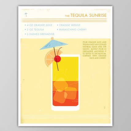 5” x 7” Tequila Sunrise Cocktail Art Print for wholesale by The National Anthem