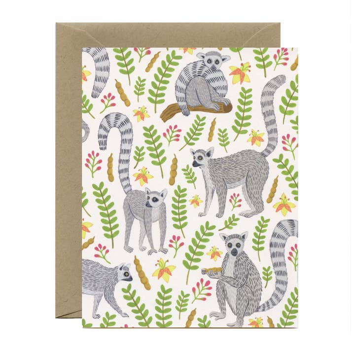 Ring-tailed Lemurs Any Occasion Card - Boxed Set of 8 for wholesale by Yeppie Paper