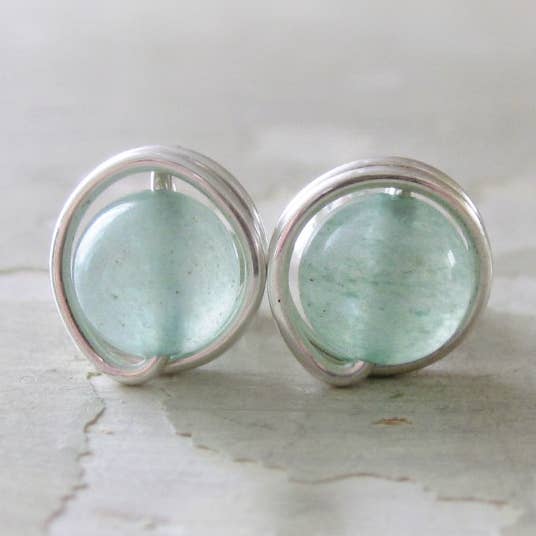 Aventurine + Sterling Stud Earrings for wholesale by Contempo Jewelry