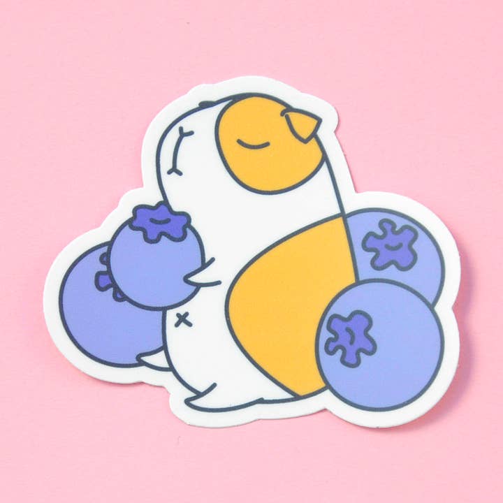 Guinea Pig And Blueberries Vinyl Sticker for wholesale by Noristudio
