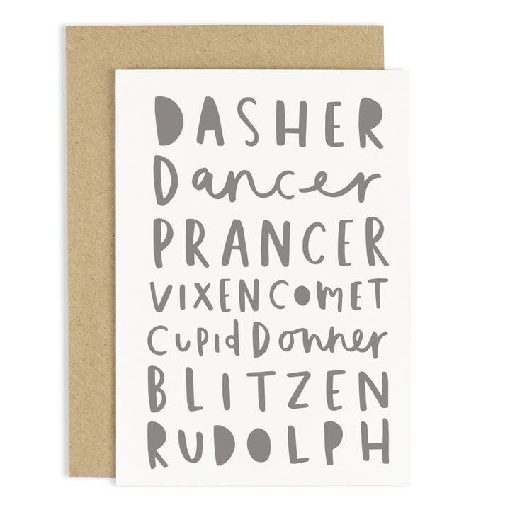 Reindeer Names Card for wholesale by Old English Company