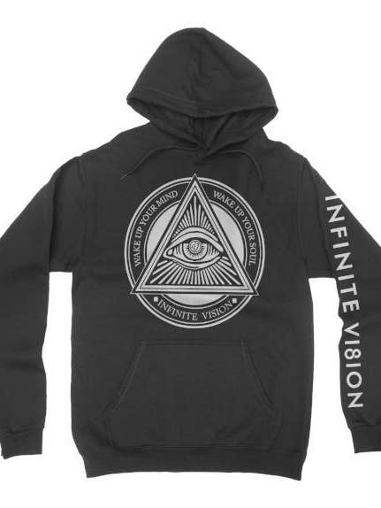 Enlightenment Hoodie - Black with White for wholesale by Infinite Vision
