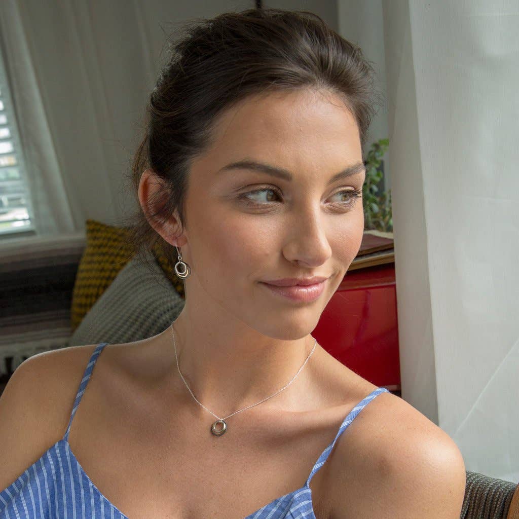 Freshie & Zero - Wholesale Dangle Earrings - Mixed Metals Mini Caldera Earrings hammered dainty circles4