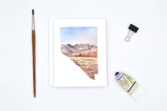 Rachel Alvarez Art - Wholesale Stationery/Notecard Set - Nevada State Watercolor Notecard Set2