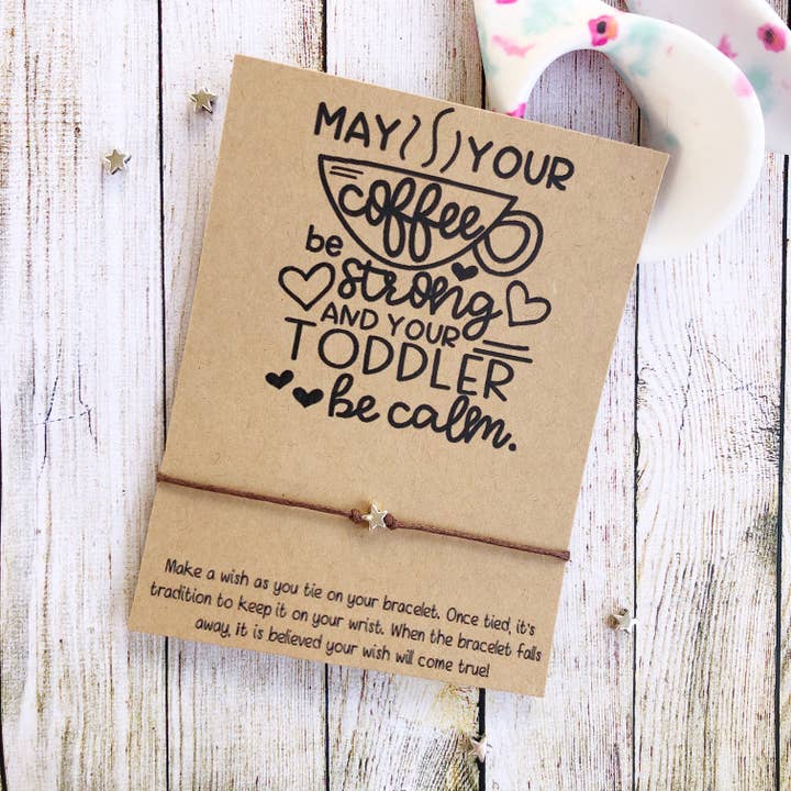 Wishlets - Wholesale Charm/Dangle Bracelet - May Your Coffee- Toddler