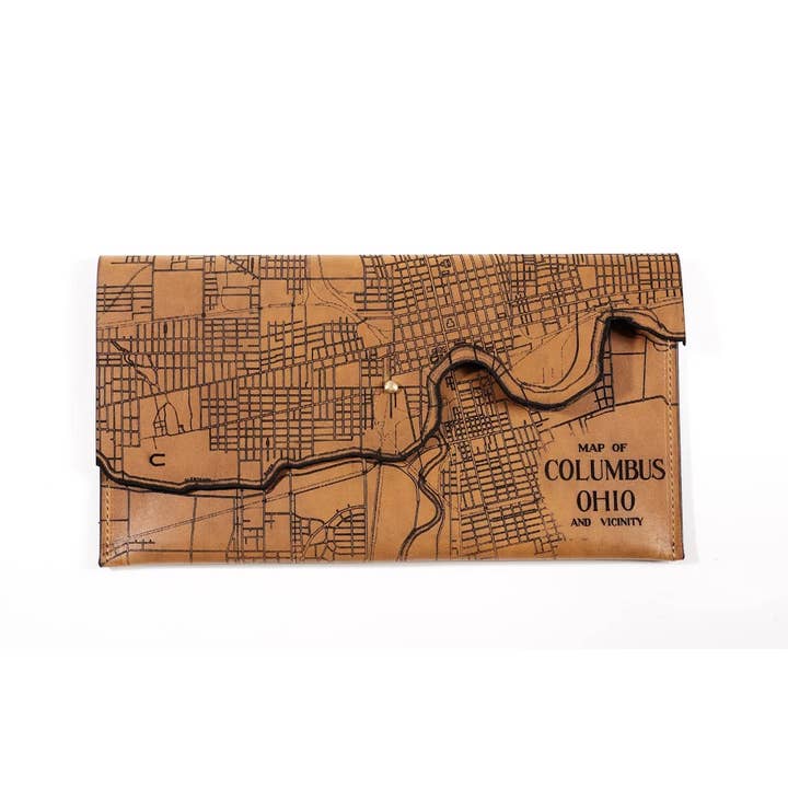 Columbus Map Clutch for wholesale by Tactile Craftworks
