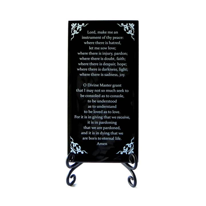Lifeforce Glass, Inc. - Wholesale Plaque - Inspirational Glass Plaque - The Prayer Of St. Francis0