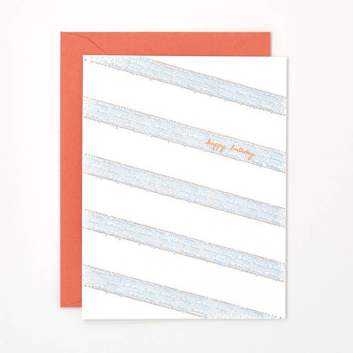 Birthday Stripes Letterpress Card - Handprinted - Greeting Card  for wholesale by Helen Edna