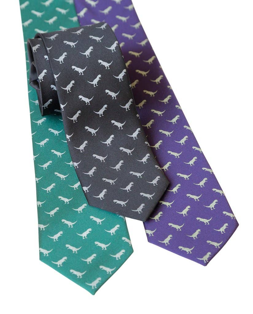 Cyberoptix Tie Lab - Wholesale Necktie - Men's - T-Rex Print Necktie, Tiny Tyrannosaurus Dinosaur Tie2