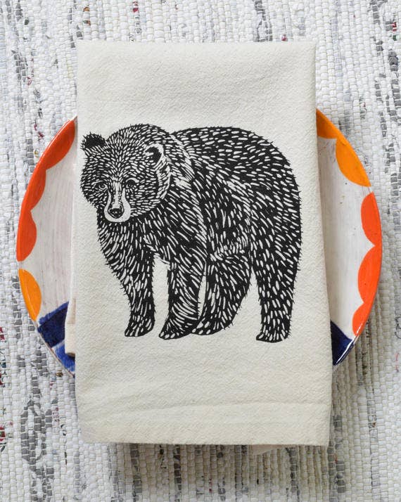 Otter Design in Mocha Brown Organic Cotton Cloth Napkins Set of 4 